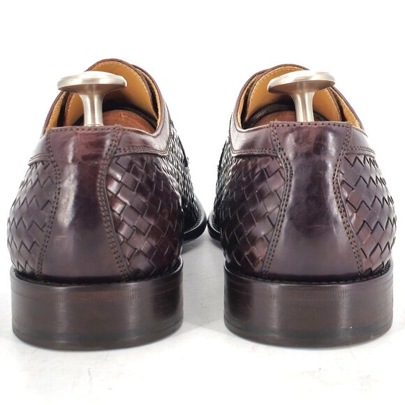 Paul Fredrick Italian Brown All Leather Woven Dress Shoes Mens 12M Derby Oxfords main image 7